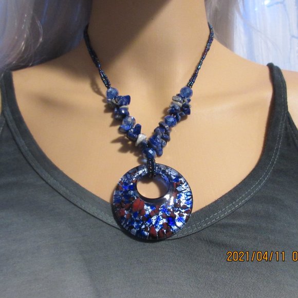 Handmade Glass Bead Necklace - Picture 2 of 7